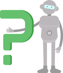 Humanoid Robot Character and Question Mark
