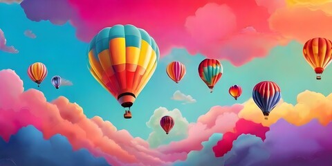 hot air balloons A colorful hot air balloon festival, with balloons ascending into a brilliant blue sky. Generative Ai. A colorful hot air balloon festival at sunrise, balloons softly blurred against
