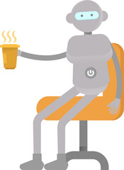 Humanoid Robot Character Drinking Coffee
