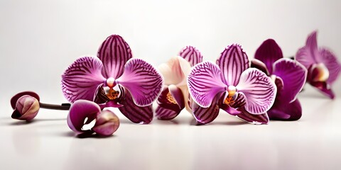 orchid flower on white background Pink streaked orchid flower on white background 
