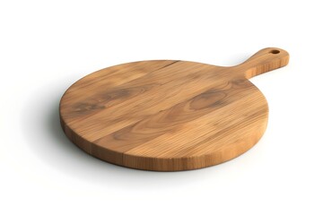 Modern wooden cutting board on a white background. simple design, kitchen essential. ideal for food presentation. AI