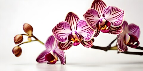 orchid flower on white background Striped white-pink orchid flower (orchidaceae) on the white background

