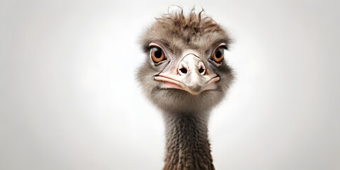 ostrich head close up An Ostrich isolated on A white background portrait of a cute baby emu chick with piercing eye

 