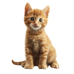 orange kitten on transparent background, cute cat - obrazy, fototapety, plakaty
