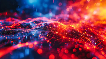 Futuristic and Digital Light Design: Abstract Glowing Blue Network Concept, Perfect for Technology and Science Themes