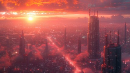 Obraz premium Futuristic Connection Hub: network, wireless, connection