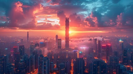 Fototapeta premium Futuristic Skyscraper Cityscape