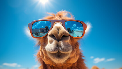 Cute camel with sunglasses.