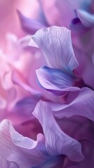 Extreme macro shot capturing the serenading beauty of wisteria petals in graceful, flowing waves for mobile background.