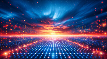 Obraz premium Abstract Futuristic Blue Background: Glowing and Neon Design, Perfect for Technology and Digital Themes