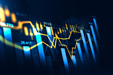 Obraz premium Stock market or forex trading graph in futuristic concept
