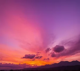 Tuinposter Sunset gradient merging purple, pink, and orange hues © Hans