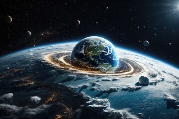 earth in space hit by meteors 