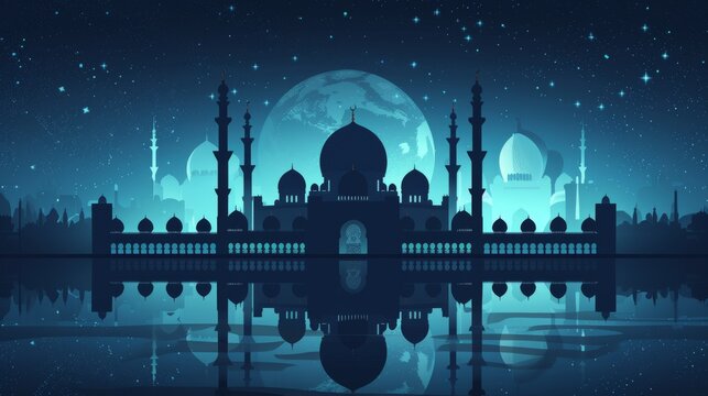 illustration of amazing architectural design of Muslim dark background