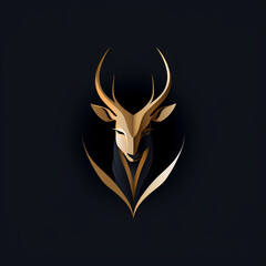 Antelope Minimal Line Art Logo on a Black Background