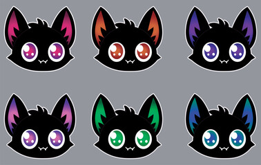 Fototapeta premium Cute gothic black cat illustration, vector pattern for woven backgrounds, wallpapers, papers