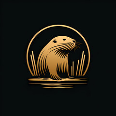 Beaver Minimal Line Art Logo on a Black Background