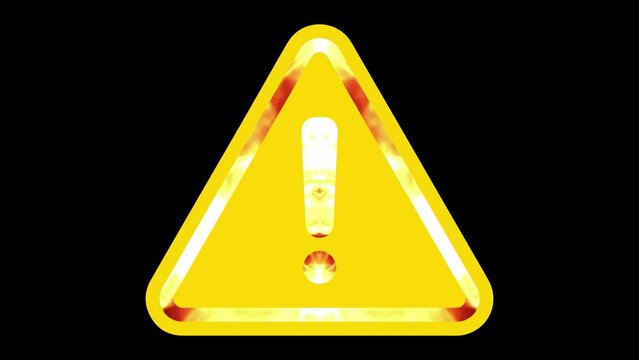 Hazard warning attention sign animation with exclamation mark symbol. 4K Video 