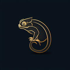 Chameleon Minimal Line Art Logo on a Black Background