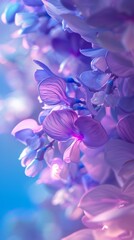 Wisteria Flow: Extreme close-up showcasing the graceful flow of wisteria petals for a serene background.