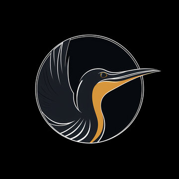recommend clip art: Cormorant Minimal Line Art Logo on a Black Background