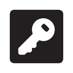 Key icon vector. Key logo design. Key vector icon illustration in square isolated on white background