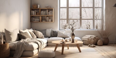 Modern Scandinavian living room with a cozy corner