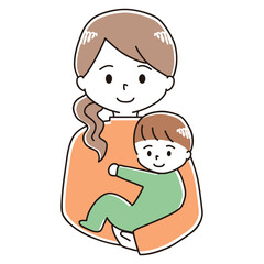赤ちゃんを抱っこする女性のイラスト