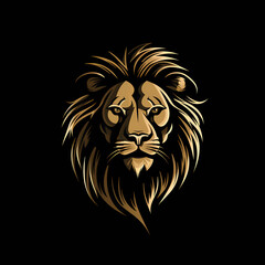 Lion Minimal Line Art Logo on a Black Background