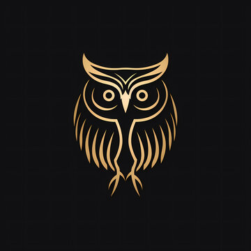Owl Minimal Line Art Logo on a Black Background