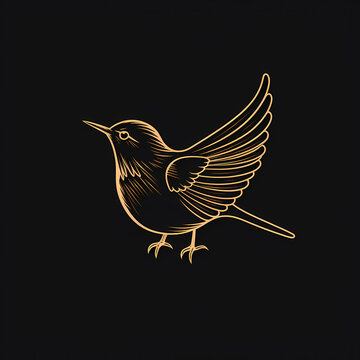 recommend clip art: Wren Minimal Line Art Logo on a Black Background