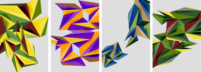 Set of mosaic triangle pattern abstract posters. Vector illustration For Wallpaper, Banner, Background, Card, Book Illustration, landing page