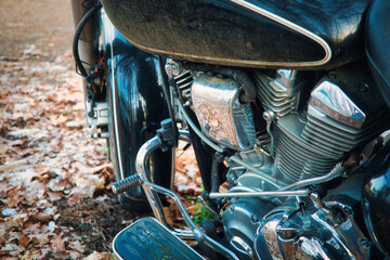 Old Motorcycle - Vintage - Retro - Motorbike - Rustic - Chrome - Headlight - Fashioned - Elegance -...