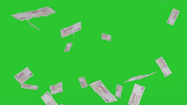 31 Januari 2024 Money rain. 500 Riyal Qatar banknotes money falling down. QTR currency. 3D render. Animation. paper money bills falling. Business and Finance