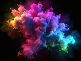 abstract colorful smoke on black screen