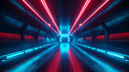 A mesmerizing 3D abstract render of a neon light, radiating vibrant colors and creating a captivating visual display. Perfect for modern and futuristic designs, this image adds a pop of elec