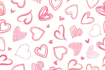 Seamless pattern of hearts. Modern abstract background with white hearts. Vector illustration