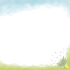 Obraz premium natural landscape Blue sky with white clouds Vector illustration. Drawn in watercolor.