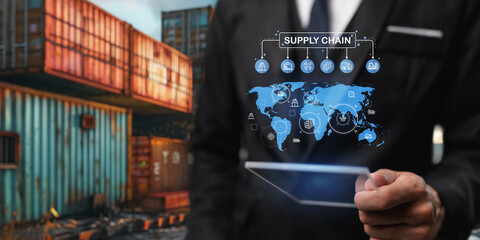 Business logistic import export and transport industry Transportation and logistic network...