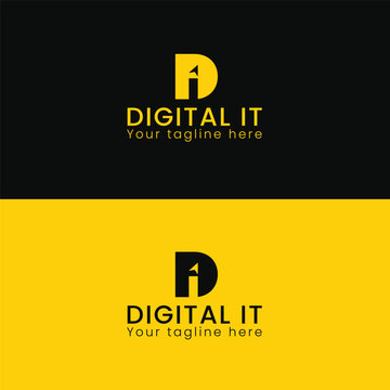 Creative D I letter logo design in vector for It, technology, training center, network, tech, electronic, computer . Universal premium Digital IT  logotype.