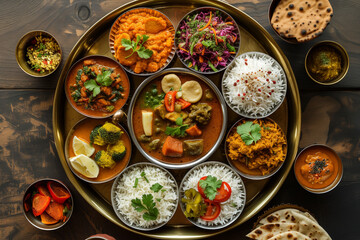 Vibrant Indian thali platter
