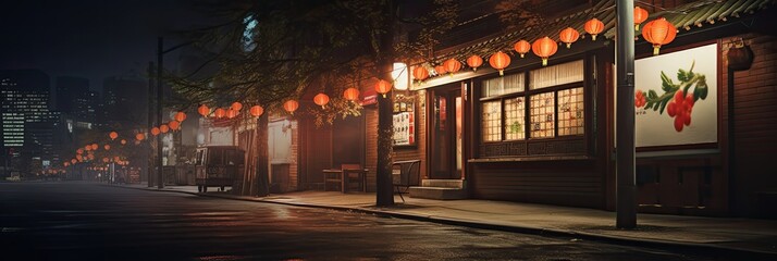 Asian Restaurant on a Dark Night