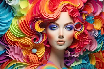 The mesmerizing beauty of a woman with colorful hair and makeup