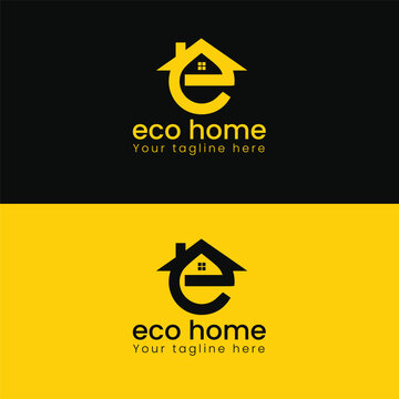 
Creative e letter logo design in vector for construction, home, real estate, building, property.
Universal premium Eco home logotype.