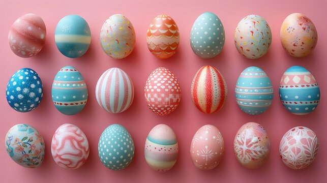 A whimsical collection of artisanal Easter eggs featuring unique designs