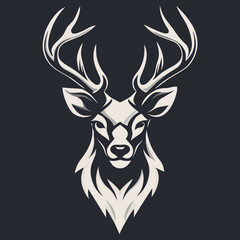 black and white Logo illustration of a deer