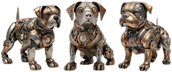 A metal steampunk robotic dog