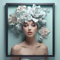Female Model Showcasing Flower Decoration on her Head