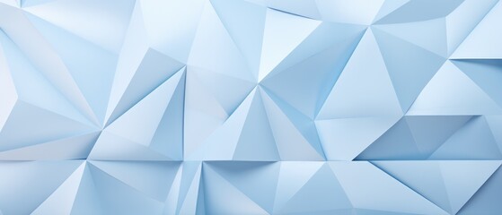 A wide abstract light blue texture enhanced by a geometric triangular 3D triangles pattern, creating a visually dynamic composition, Ai Generated.