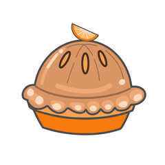 orange pie cake illustration vector
